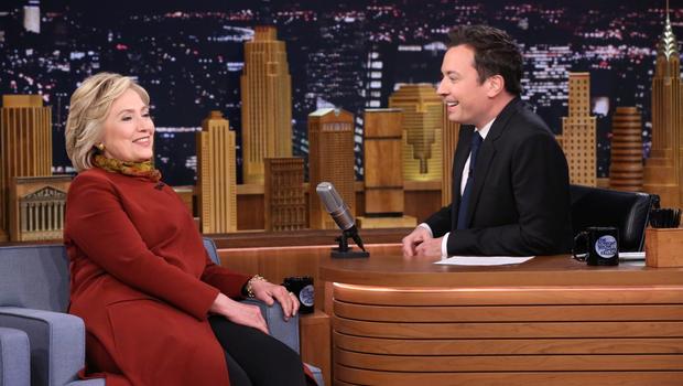 Presidential candidate Hillary Clinton during an interview with host Jimmy Fallon