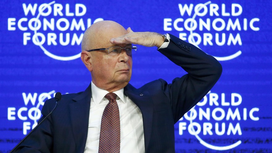 REUTERS  Ruben Sprich              Klaus Schwab founder of the World Economic Forum peers into the future at the annual meeting in Davos Switzerland