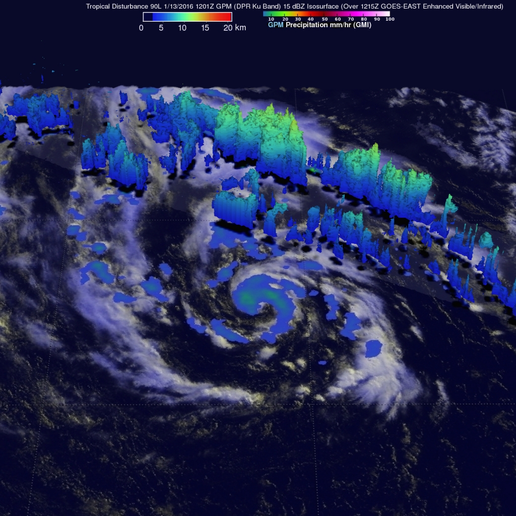 NASA analyzes winds and rainfall in unusual Atlantic system 90L