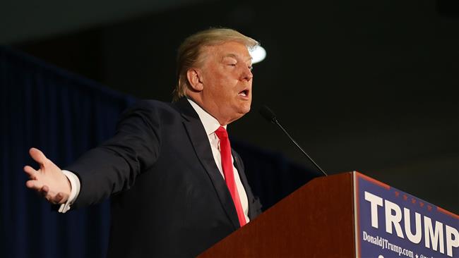 Republican presidential candidate Donald Trump speaks during a campaign event at the University of Northern Iowa