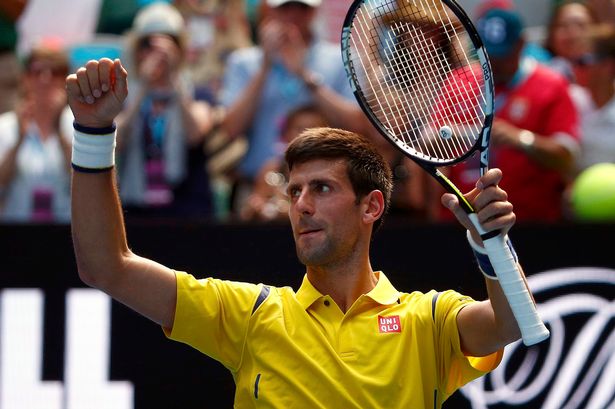 Serbia's Novak Djokovic celebrates after winning his first round match against South Korea's Hyeon Chung