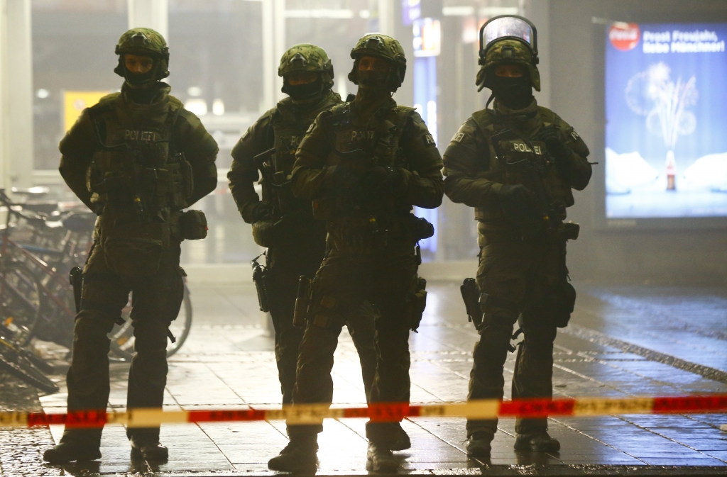 German police secure the main train station in Munich