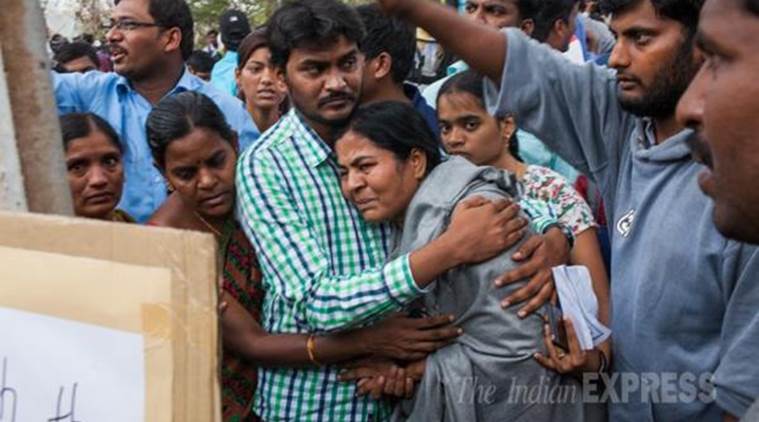 Rohith Vemula’s mother breaks down during a protest at Hyderabad Central University