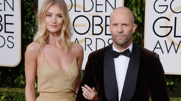 Rosie Huntington Whiteley announced her engagement to Jason Statham when she flashed her engagement ring at the Golden Globes on Sunday