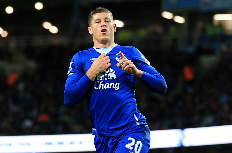 27th January 2016- Capital One Cup- Semi Final- Manchester City v Everton- Ross Barkley of Everton celebrates after scoring their 1st goal