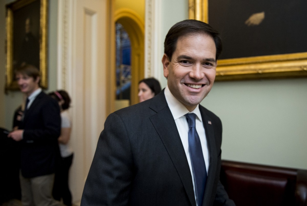 UNITED STATES- NOVEMBER 3 Presidential candidate Sen. Marco Rubio R-Fla. arrives for the Senate Republicans policy lunch in the Capitol on Tuesday Nov. 3 2015