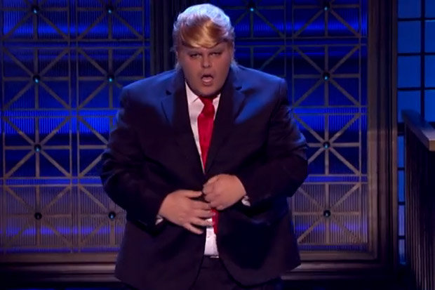 Josh Gad dressed as Donald Trump