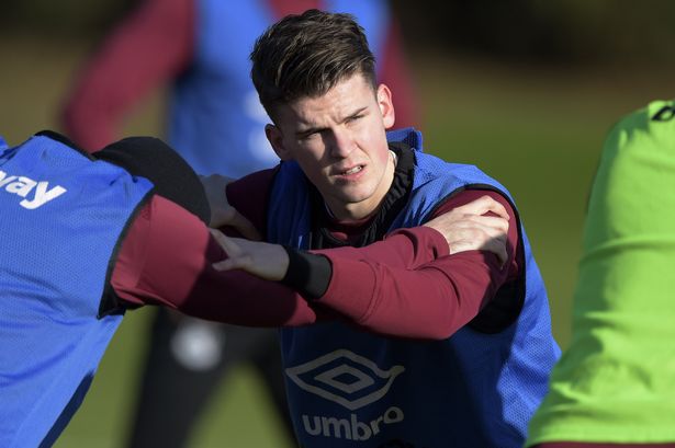 Sam Byram of West Ham United during training at Chadwell Heath