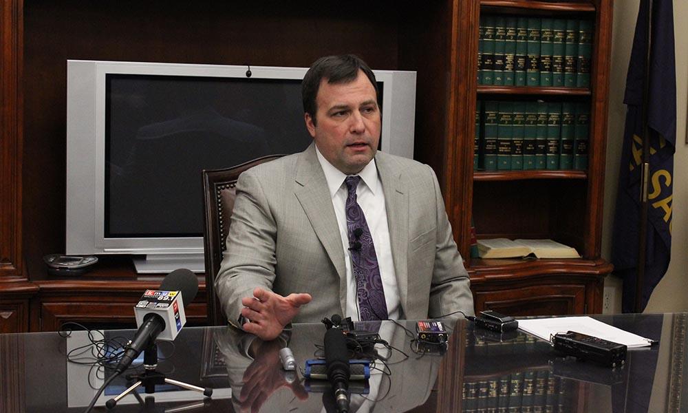 Sedgwick County DA Marc Bennett discusses the U.S. Supreme Court's ruling during a press conference Wednesday