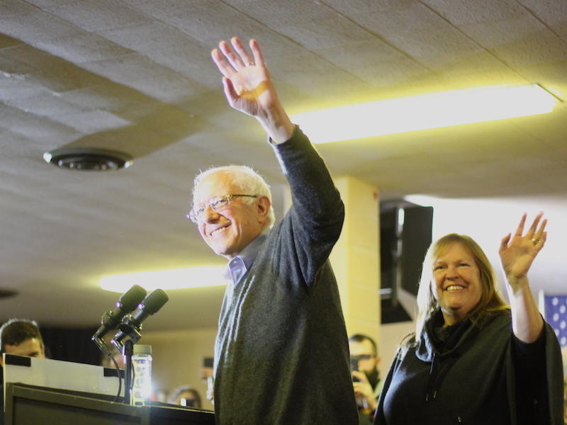 Sen. Sanders and his wife Jane Sanders were applauded by supporters in Clinton Iowa