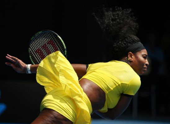 Serena Williams of the United States serves