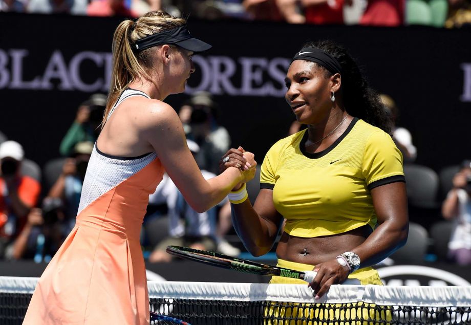 In a familiar scene Maria Sharapova left congratulates Serena Williams right on her win. Sharapova has lost their last 18 matches