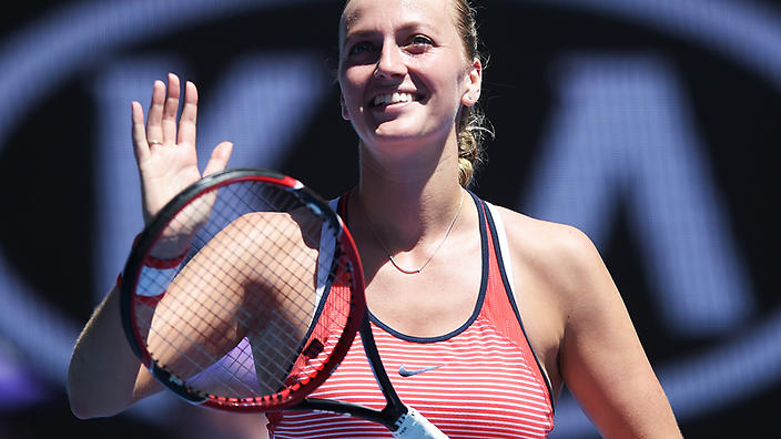 Sixth-seeded Petra Kvitova is the first big name through to the second round of the Australian Open