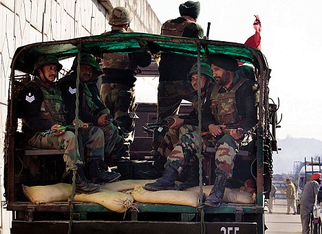 Soldiers at the IAF base in Pathankot