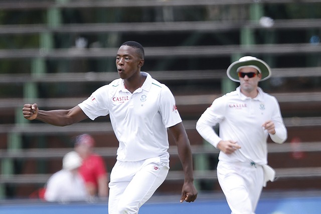 South Africa bowler Kagiso Rabada celebrates the dismissal of England batsman Nick Compton during day two of the third Test match between South Africa and England at Wanderers Stadium in Johannesburg