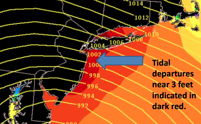 The National Weather Service predicts tides across much of the Jersey Shore that could be three feet above an already high new moon tide on Friday and Saturday