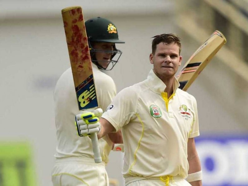 Steve Smith celebrating his century during the match