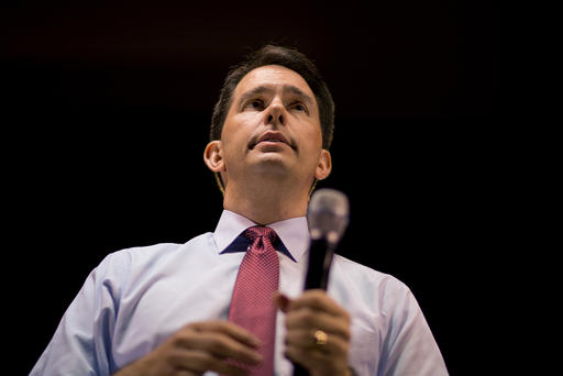 Republican presidential candidate Wisconsin Gov. Scott Walker speaks at the Red State Gathering Aug. 8 2015 in Atlanta Ga