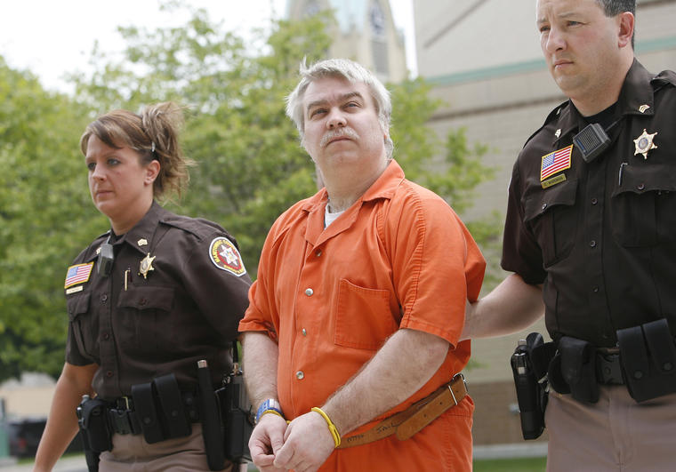 Steven Avery is escorted to the Manitowoc County Courthouse for his sentencing