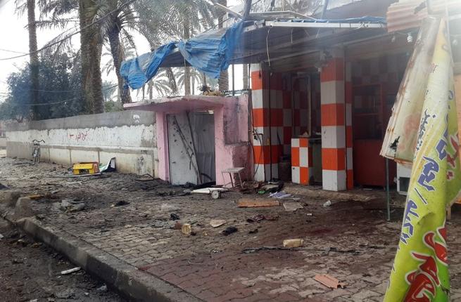 The outside of the cafe in Muqdadiya after two blasts on January 12. Officials believe the Sunni mosque attacks to be retaliation