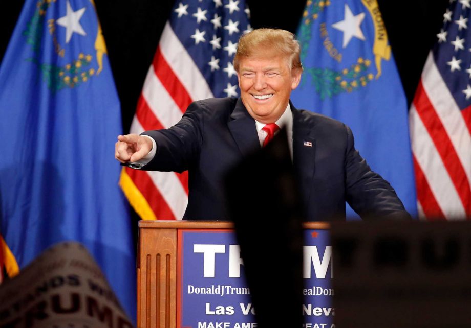 Republican presidential candidate Donald Trump speaks during a campaign rally on Thursday Jan. 21 2016 in Las Vegas