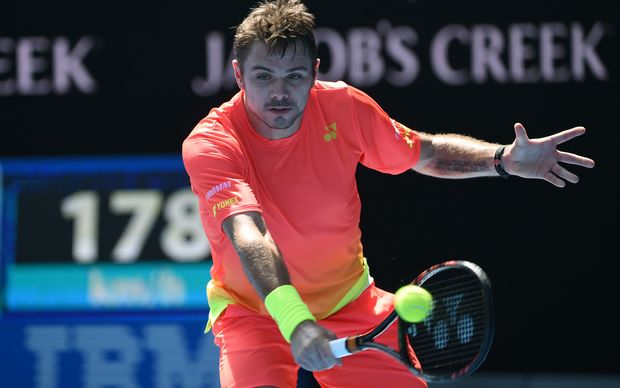 Switzerland's Stan Wawrinka in action against Czech Republic's Lukas Rosol on day six of the 2016 Australian Open