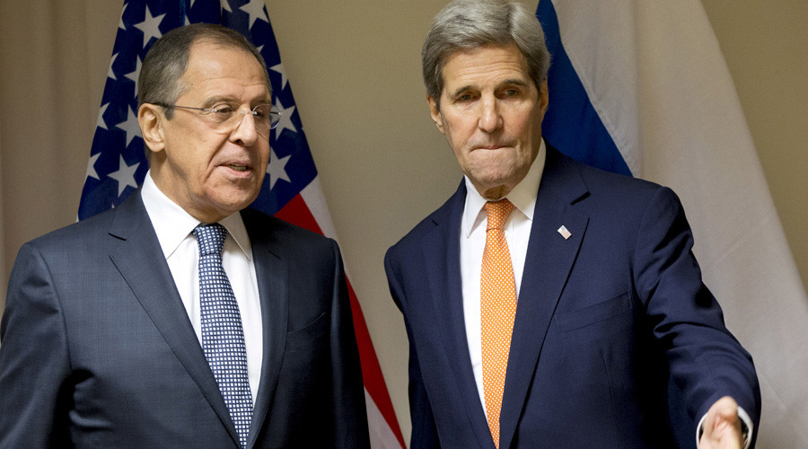 U.S. Secretary of State John Kerry gestures as he meets with Russian Foreign Minister Sergey Lavrov during their meeting on Syria in Zurich Switzerland January 20 2016