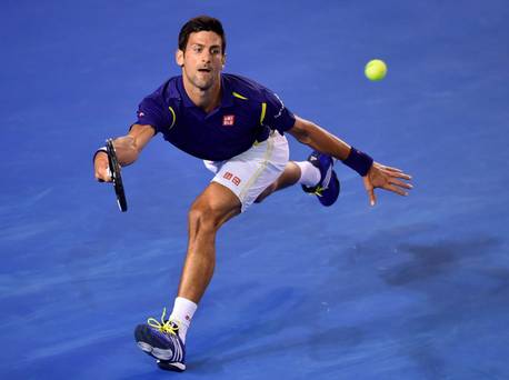 Taking victory in his stride Novak Djokovic on his way to a 6-1 6-2 7-6 win over Quentin Halys at the Australian Open