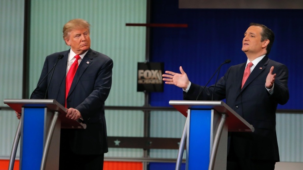 Ted Cruz right disparaged rival Donald Trump and his 'New York values&#39 at the Republican U.S. presidential debate Thursday