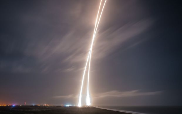 The first-stage successful upright landing of the SpaceX Falcon 9 rocket on Monday