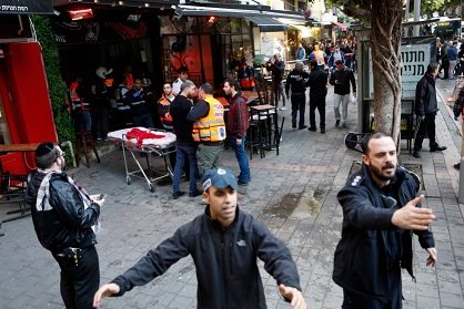 The scene at the Tel Aviv bar in the aftermath of the shooting