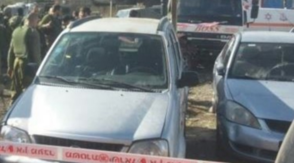 The scene of Thursday's car ramming attack near the West Bank village of Hawara