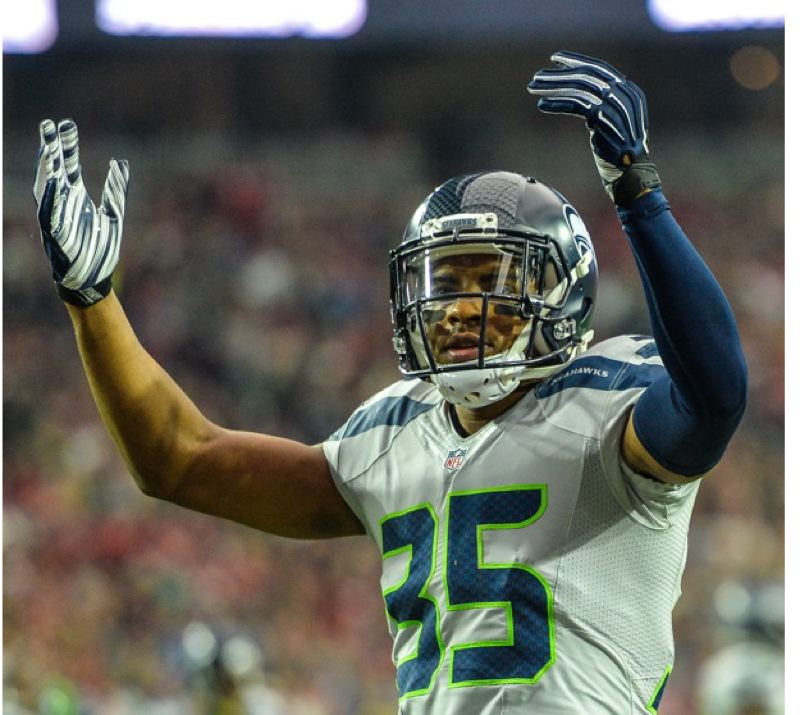 Seattle Seahawks defensive back De Shawn Shead from Portland State celebrates a play in Sunday's 36-6 win over Arizona