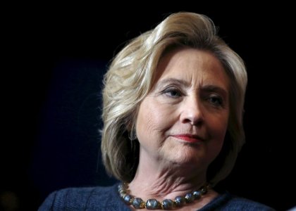 U.S. Democratic presidential candidate Hillary Clinton listens to her introduction at a campaign event in Sioux City Iowa United States