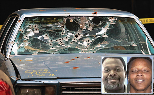 Timothy Russell Malissa Williams and their car riddled with police bullets