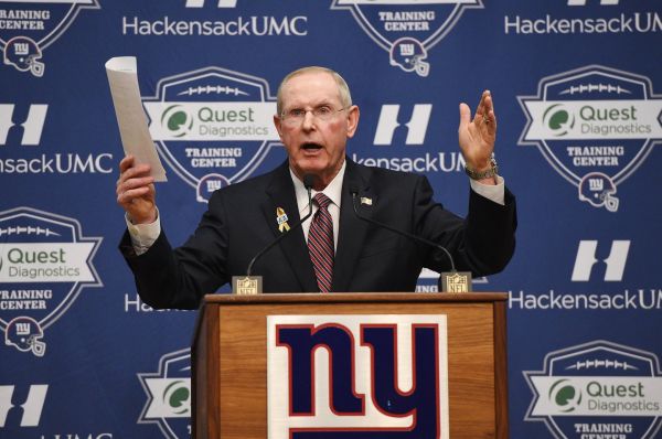 New York Giants head coach Tom Coughlin speaks