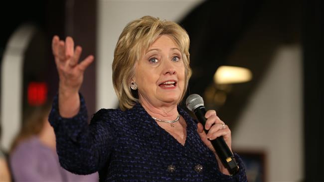 Democratic presidential candidate Hillary Clinton speaks during a campaign stop at the Electric Park Ballroom