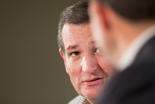 Republican presidential candidate Sen. Ted Cruz speaks to guests at a town hall event hosted by the Conservative Leadership Project