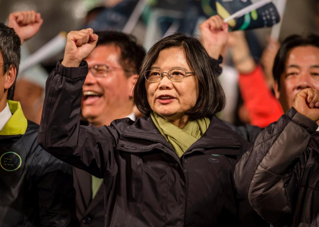 505204486-tsai-ing-wen-waves-to-supporters-at-dpp-headquarters