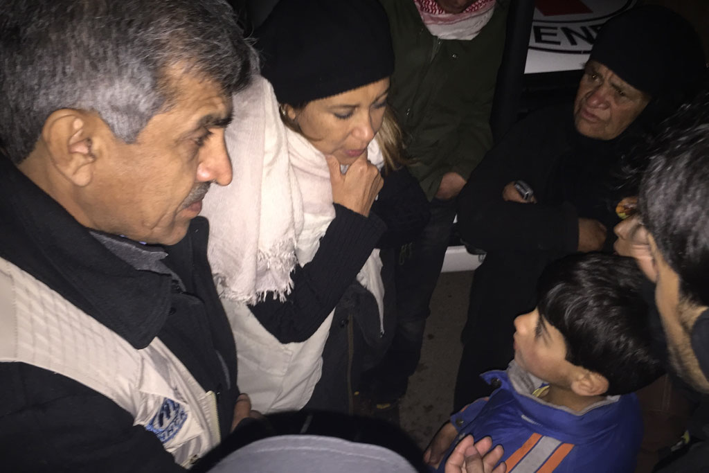 UNICEF Representative in Syria Hanaa Singer speaks to children and families in the besieged area of Madaya Syria