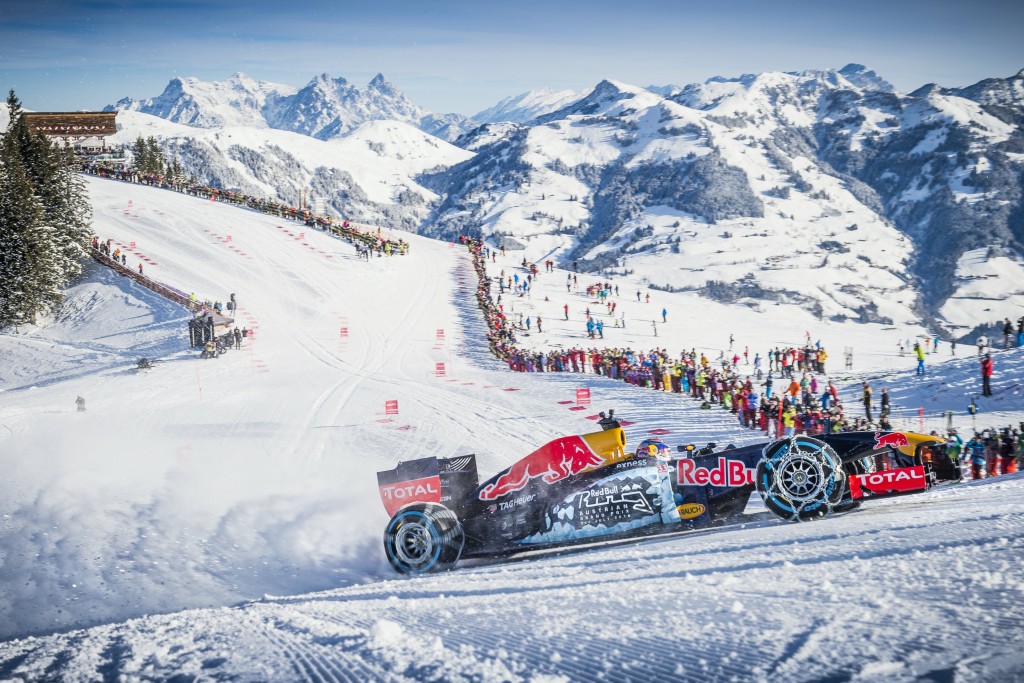 Red Bull F1 car doing some “mundane” passes on the ski slope image