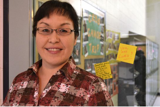 Sharon Kennedy a teacher whose daughter attends the Clearwater River Dene School was among those posting positive messages around the building. Principal Mark Klein asked parents to post such messages so students will see them upon their return to scho