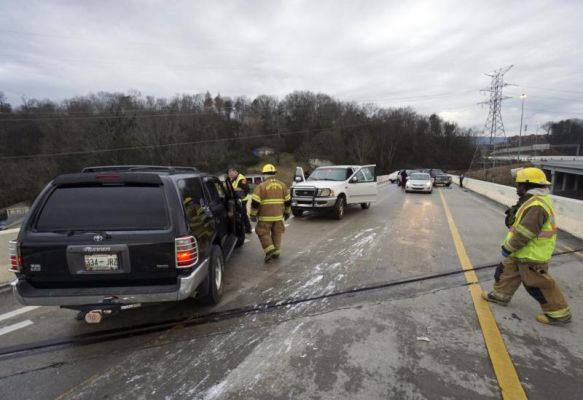 Emergency personnel work the scene were a motorist