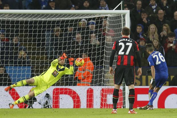 6 Leicester’s Riyad Mahrez has his penalty saved by Bournemouth’s Artur Boruc