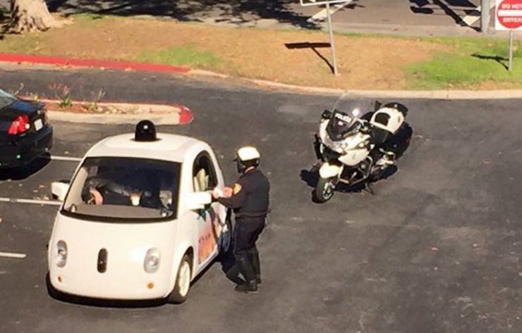 A Google self-driving car pulled over by police in California