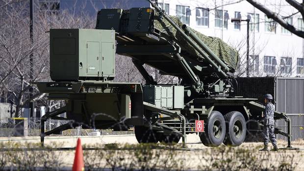 A PAC-3 Patriot missile unit deployed in Tokyo after North Korea's rocket launch