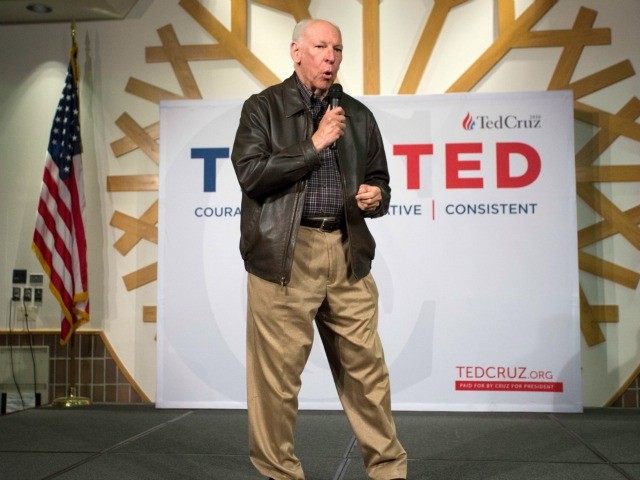 Rafael Cruz tells speaks to supporters about his son Republican presidential candidate Sen. Ted Cruz R Texas during a campaign stop in Oklahoma City Wednesday Dec. 23 2015