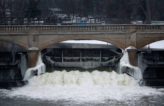 The Flint River is shown near downtown Flint Mich. Thursday Jan. 21 2016