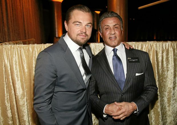 Leonardo DiCaprio left and Sylvester Stallone attend the 88th Academy Awards Nominees Luncheon at The Beverly Hilton hotel on Monday in Beverly Hills California. The pair will receive a goodie bag each worth