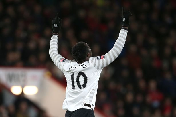 Everton's Romelu Lukaku celebrates scoring their second goal